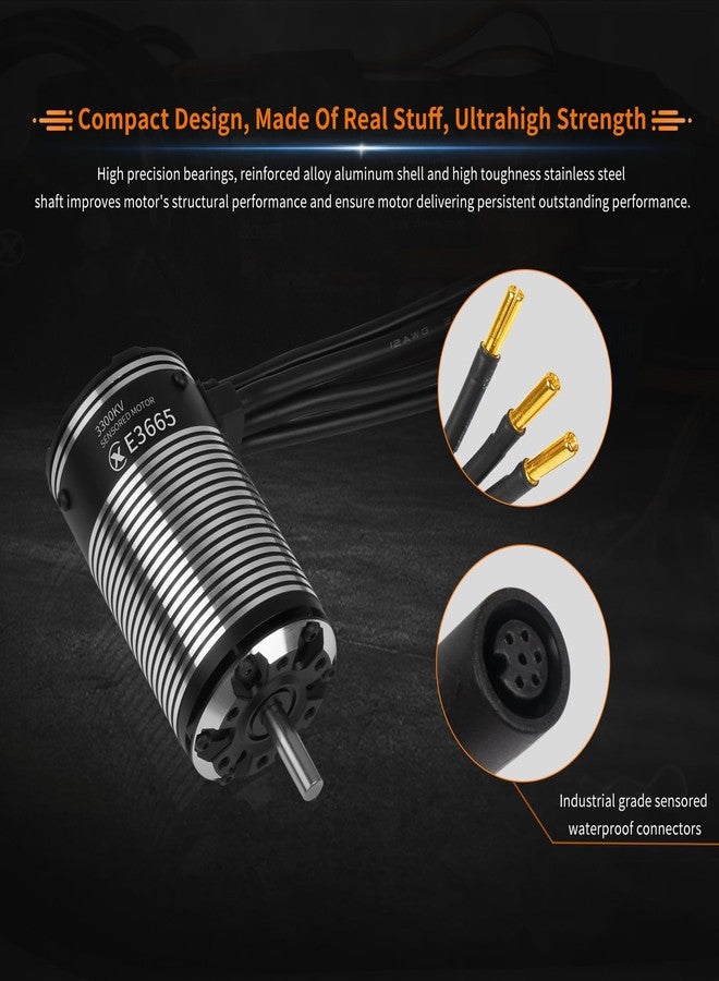 أكس سي محرك XC E3665 بدون فرش مزود بمستشعر لسيارات التحكم عن بعد، بطارية ليثيوم بوليمر 2-3S، مقاوم للماء بمعيار IP67، مناسب لسيارات السباق القصيرة بمقياس 1/10، والشاحنات، والسيارات الضخمة (3300KV). - Image 4